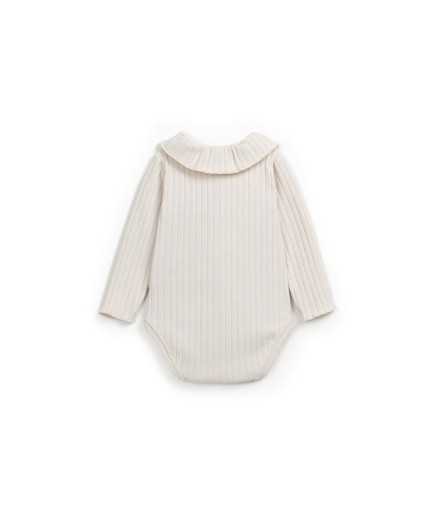 Ribbed Bodysuit with Collar detail - Natural