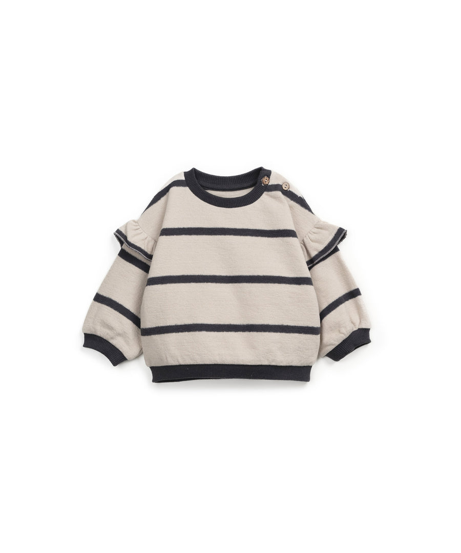 Crewneck Sweater with ruffles - Stripes