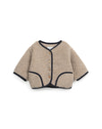 Sherpa Bomber Jacket with contrast seams - Beige and Blue