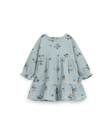 Interlock dress with flower print dusty blue | Wooden Memories