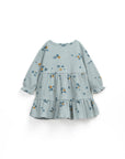 Interlock dress with flower print dusty blue