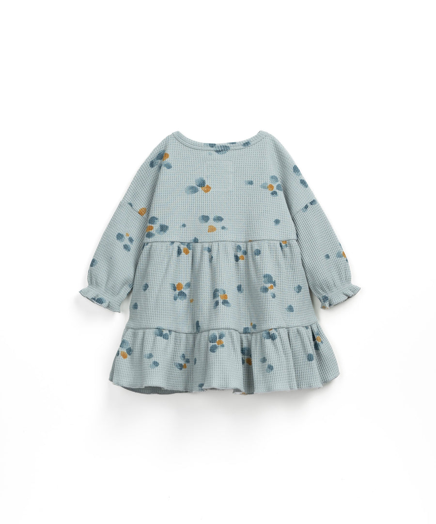 Interlock dress with flower print dusty blue