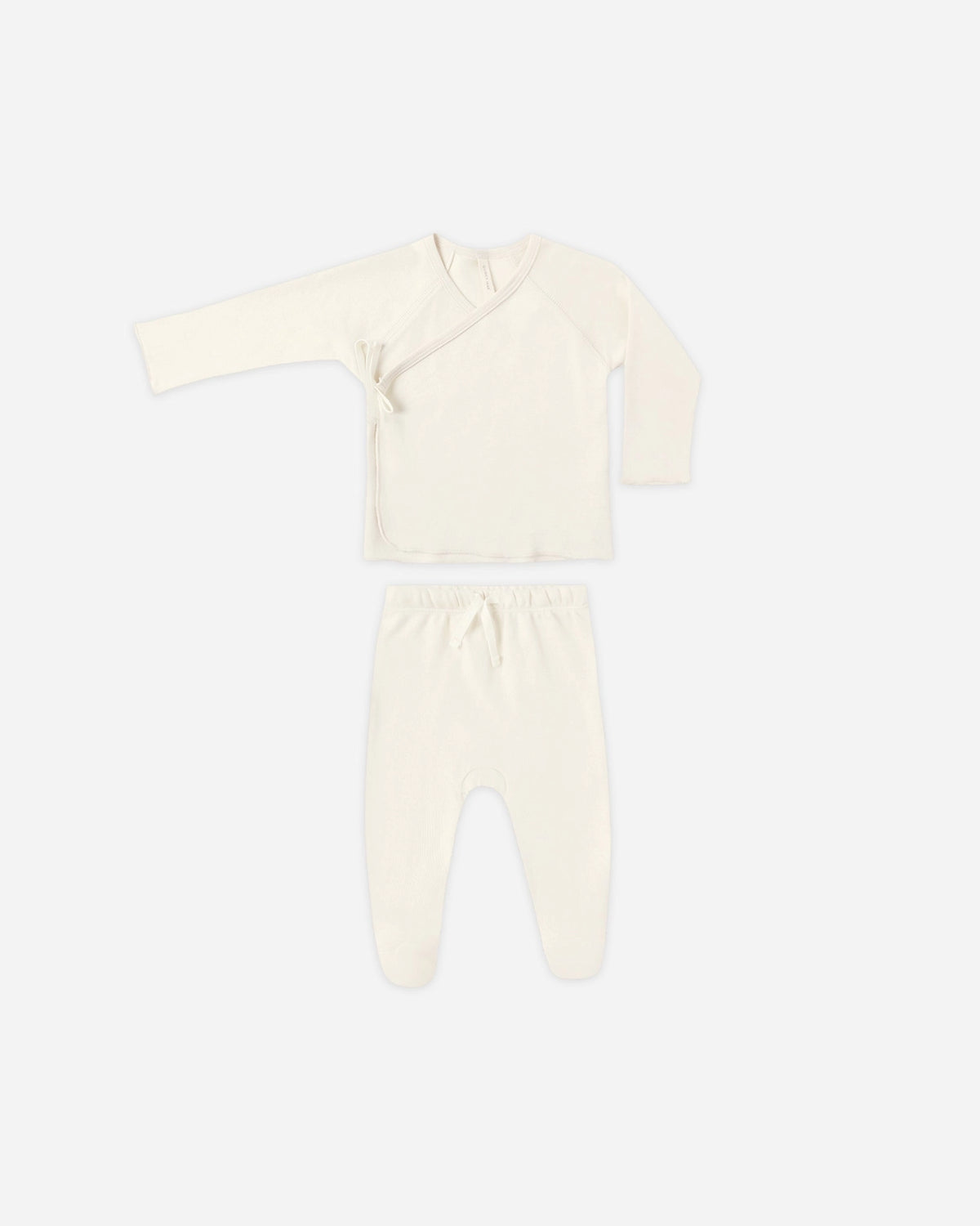 Wrap Top + Footed Pant Set - Ivory