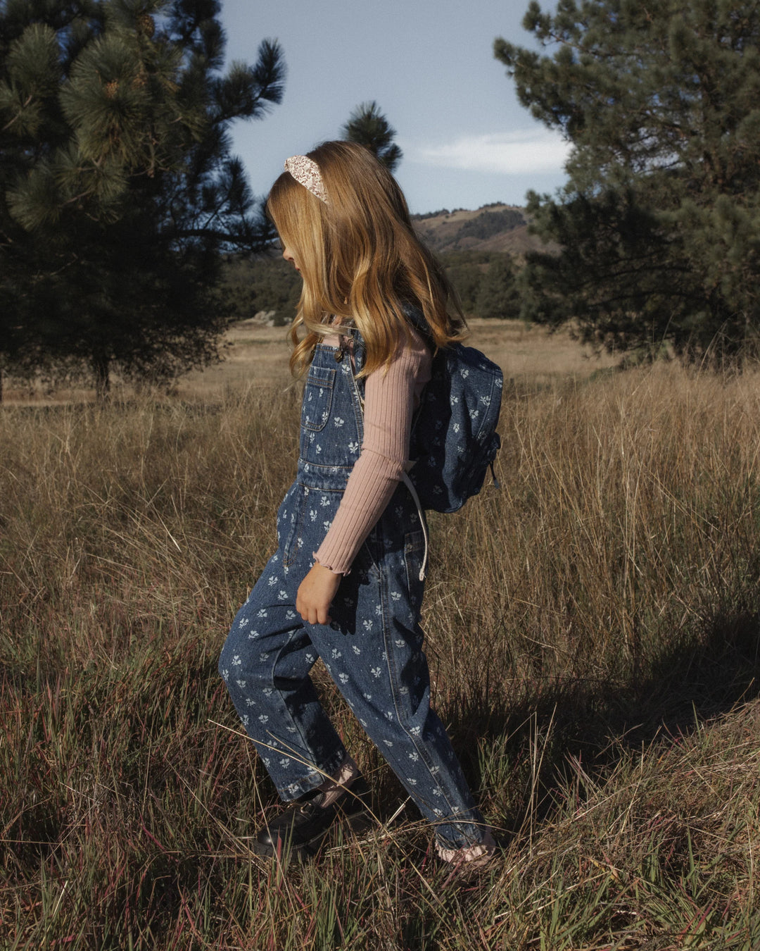 Kids Utility Overall Heart Ditsy