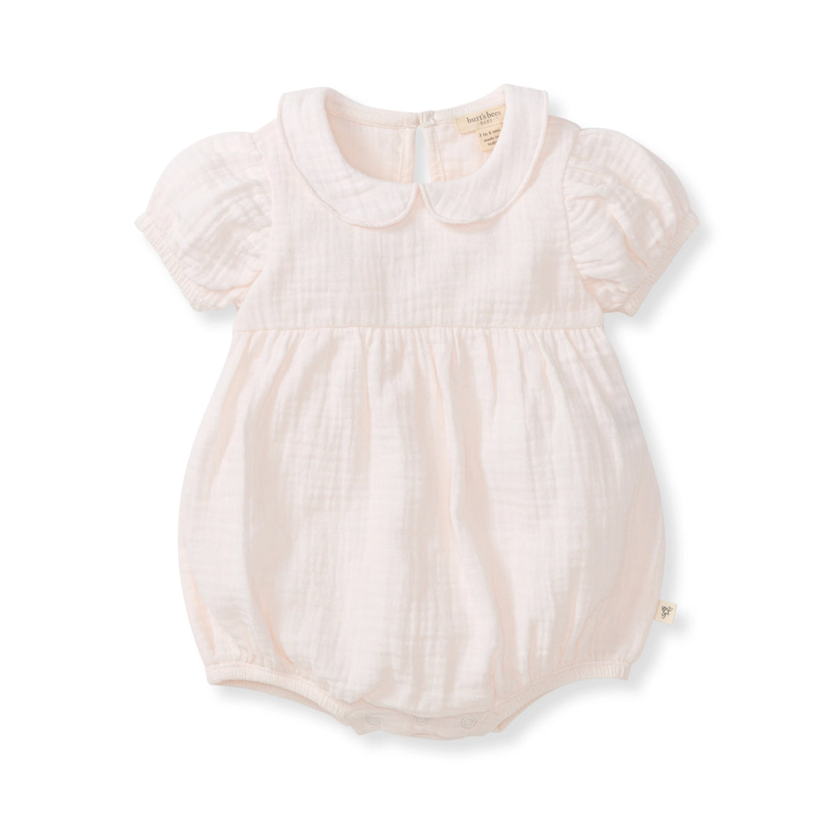 Muslin Collar Bubble Romper - Light Pink