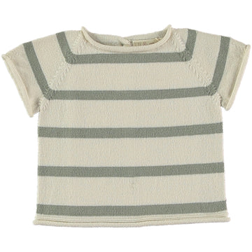 Striped Knitted Tee - Mint