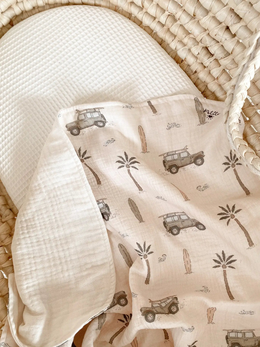 Muslin Blanket / Cars + Palm Trees