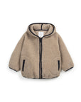 Sherpa Zip Contrast Jacket - Beige and Blue