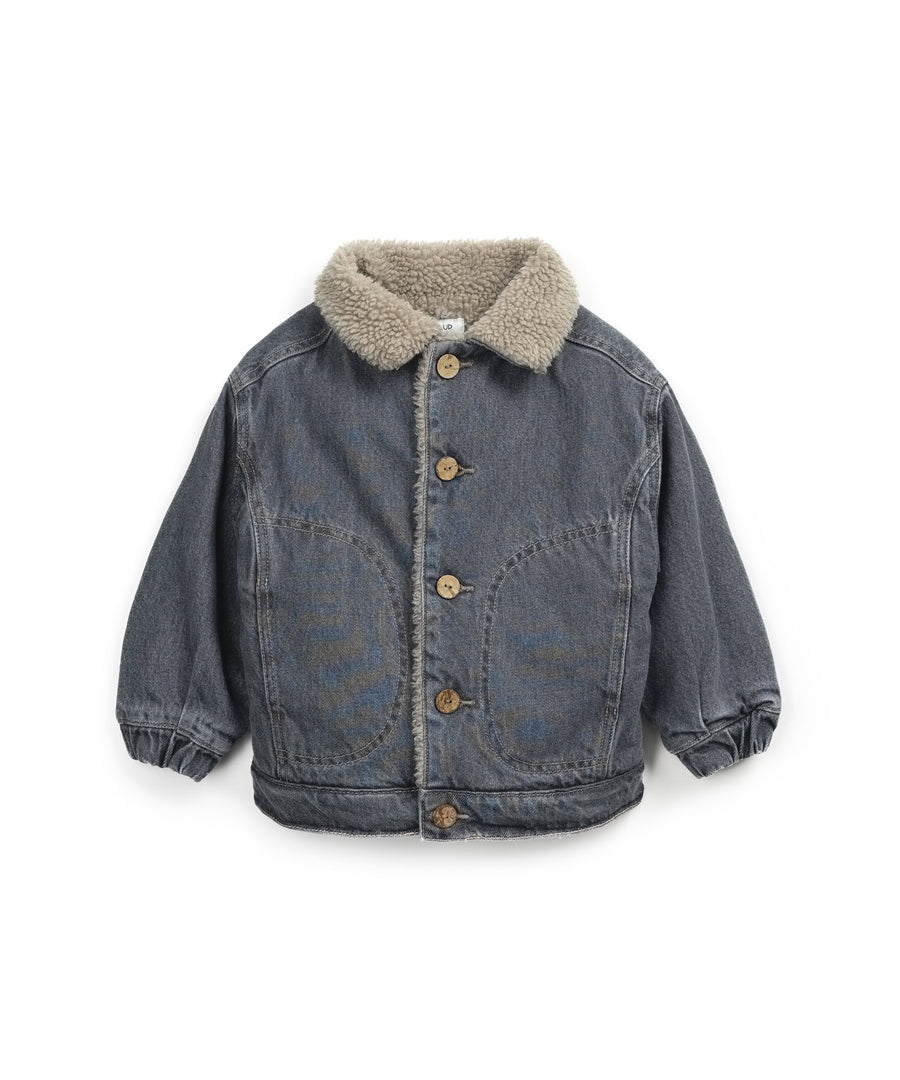 Denim jacket with Plush lining - Dark denim