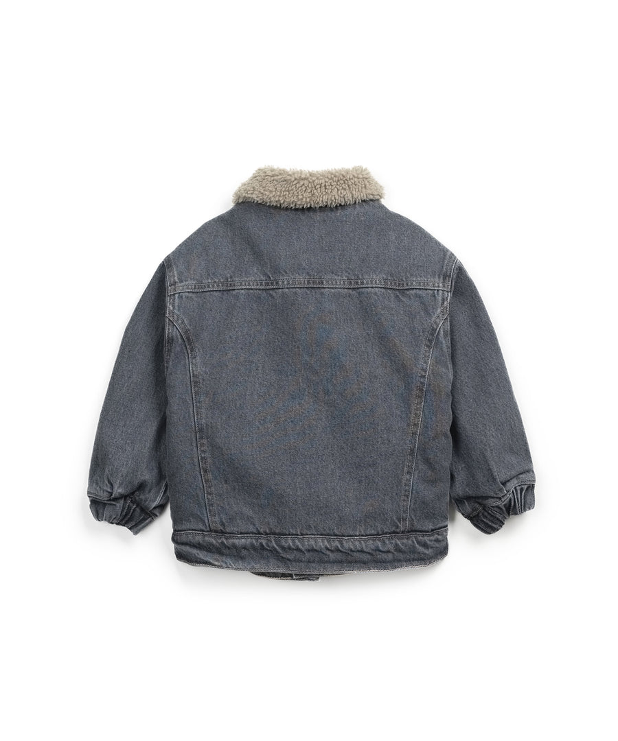 Denim jacket with Plush lining - Dark denim