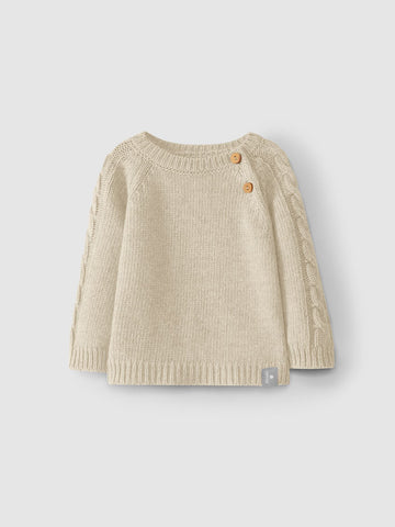 Knitted Sweater with two wooden buttons - Beige