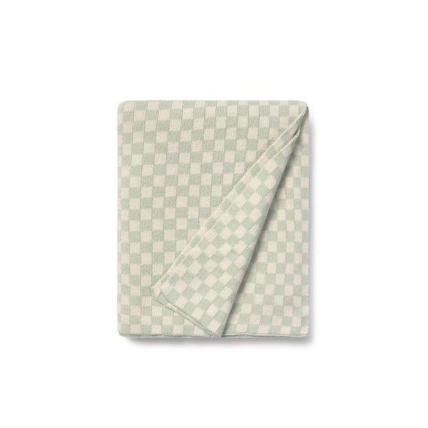 Knitted Blanket Tiles Blue Sage