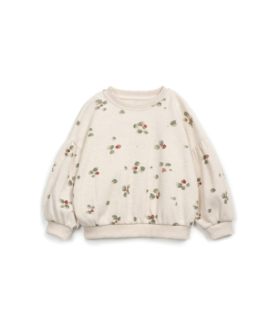 Waffle Crewneck with Balloon sleeves - Toddler - Green dots