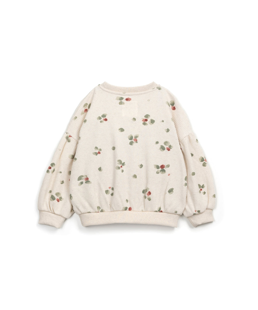 Interlock sweater with flower print