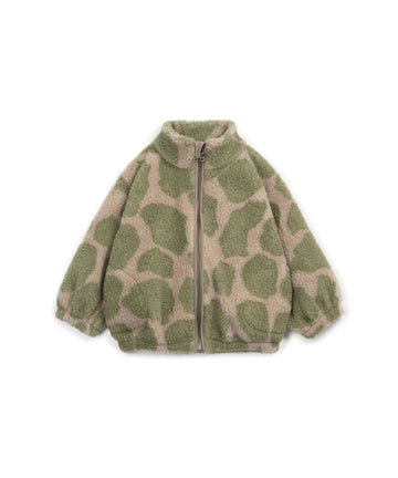 Sherpa Zip Jacket - Green Giraffe