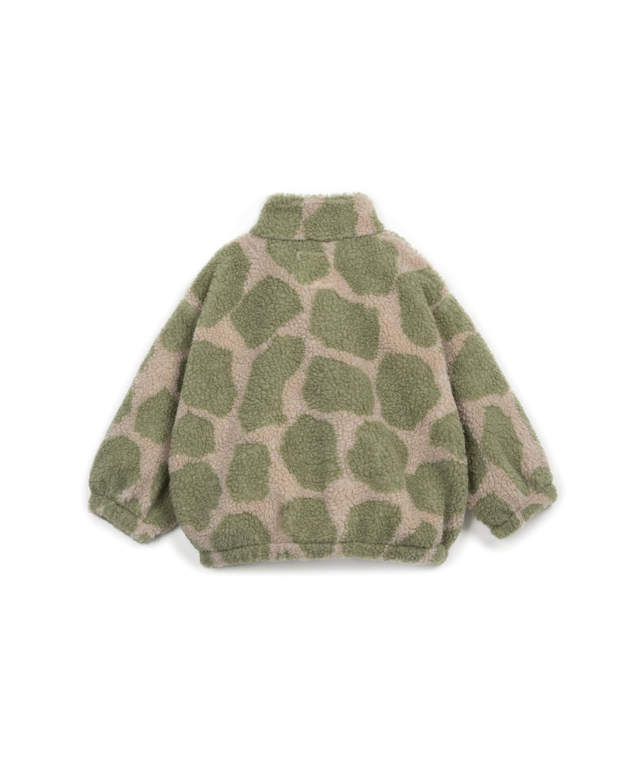 Sherpa Zip Jacket - Green Giraffe