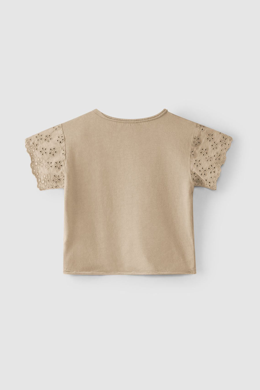 T-shirt with Embroidery short sleeves  - Taupe