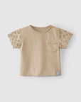 T-shirt with Embroidery short sleeves  - Taupe