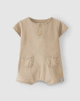 Plain short-leg romper with pockets - Taupe