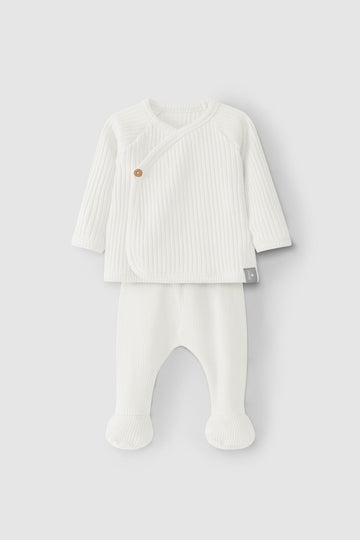Two-piece ribbed jersey set - White