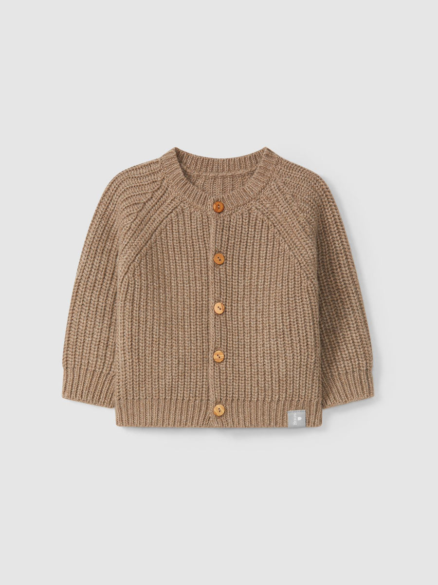 Knitted cardigan with a round neckline - Beige