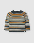 Knitted sweater with embossed stripes