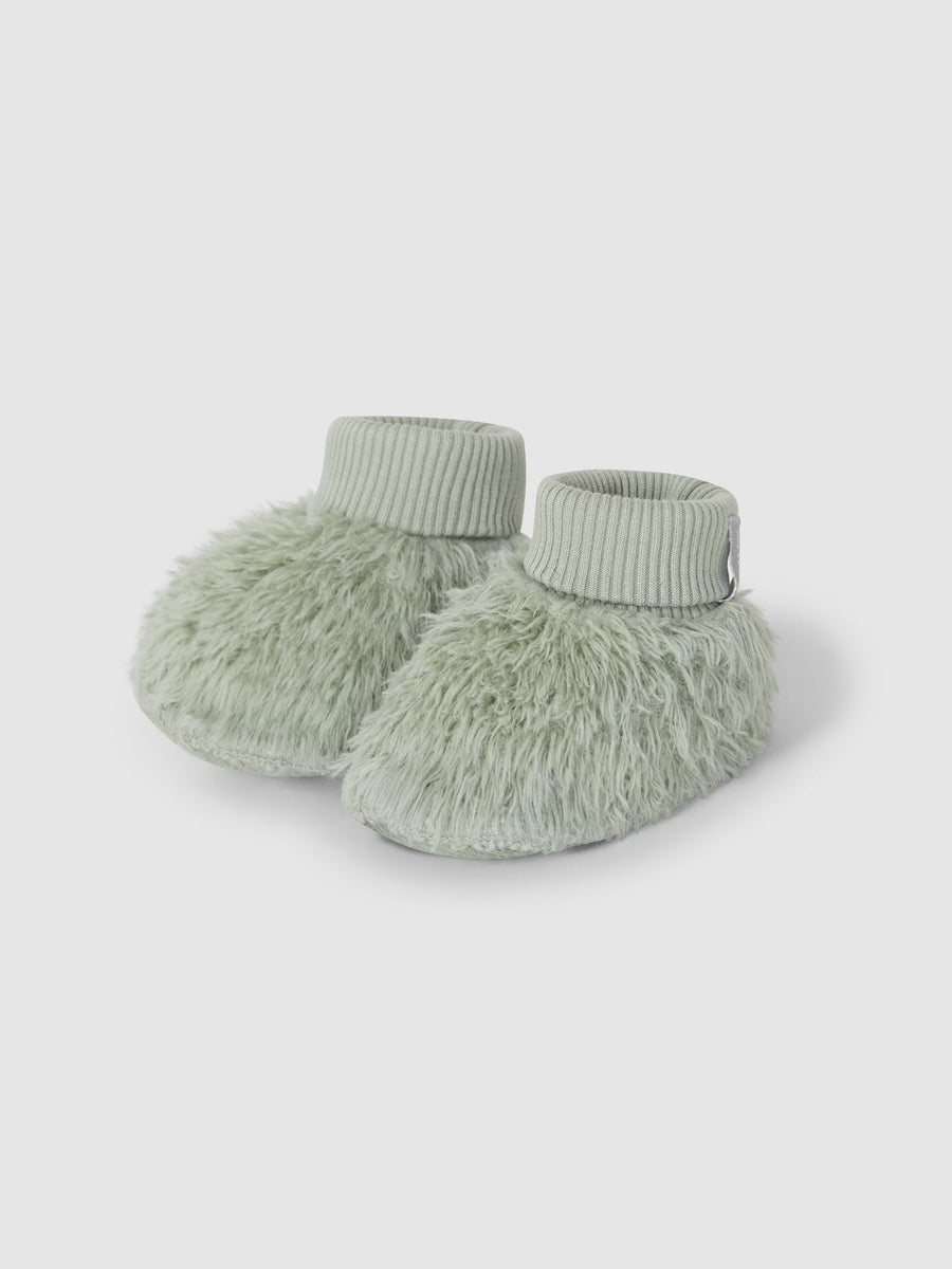 Booties in organic cotton fur - Sage