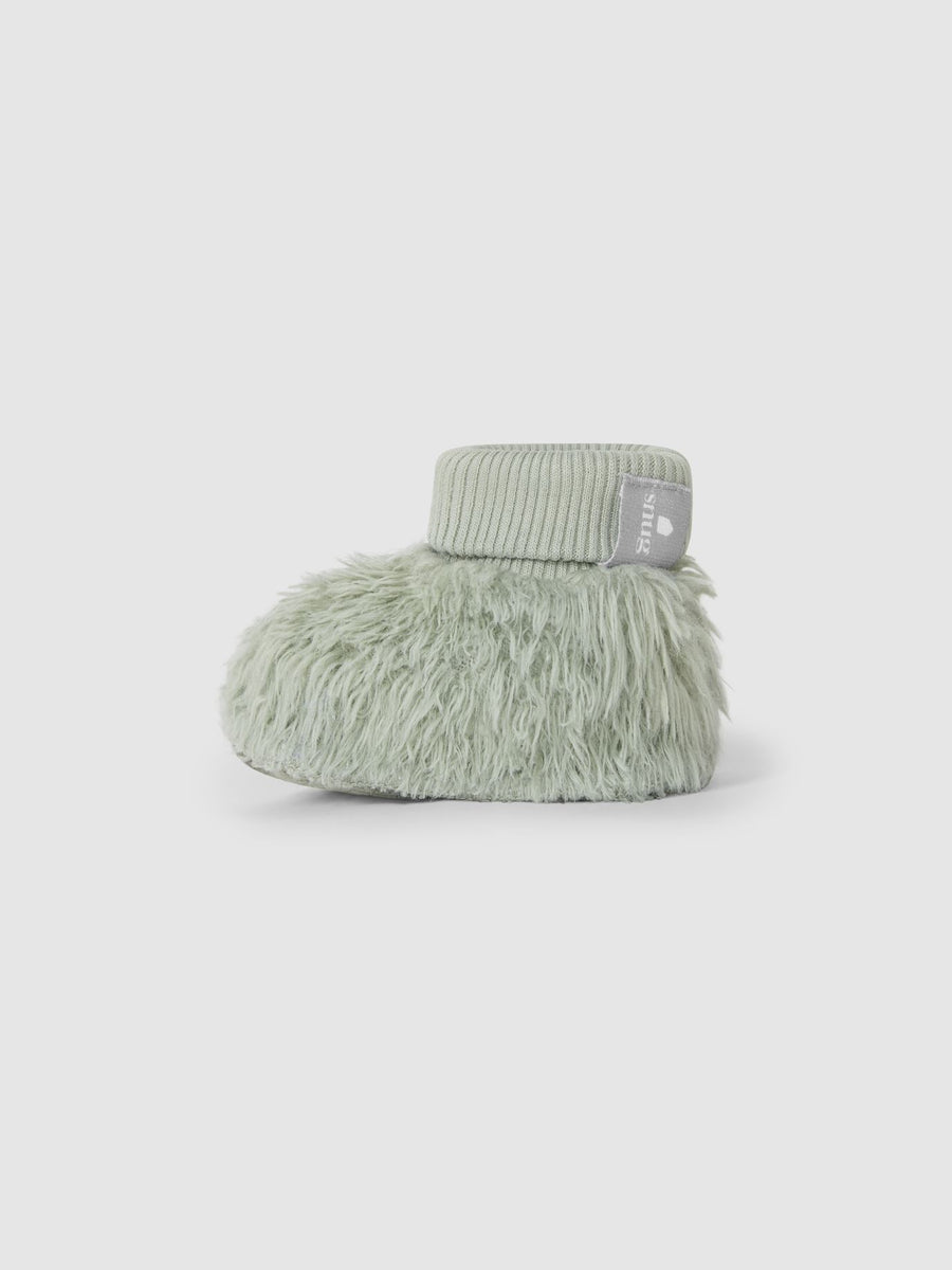 Booties in organic cotton fur - Sage