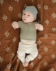 Green Organic Cotton Ribbed Snap Bodysuit