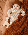 Mebie Baby Muslin Swaddle Blanket - Rust Mudcloth