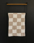 Taupe Checkered Plush Blanket