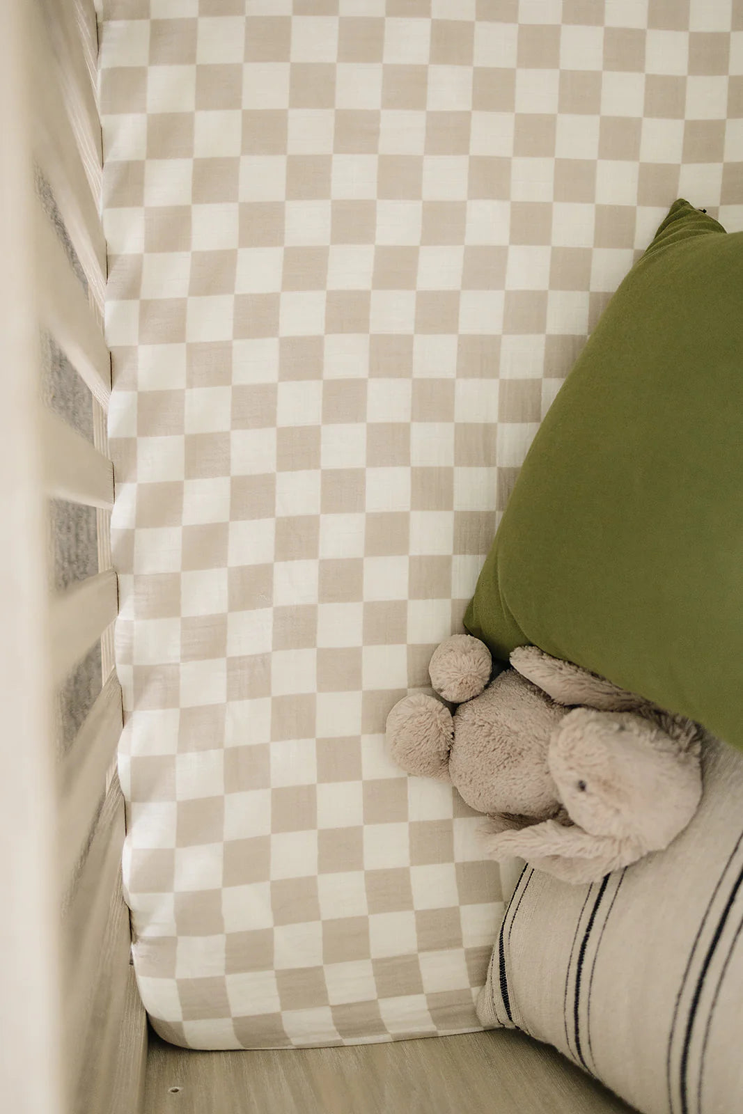 Mebie Baby Crib Sheet - Taupe Checkered
