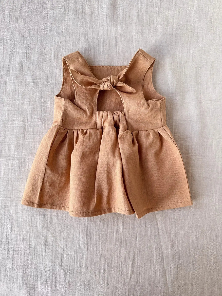 Arabella Baby Dress / Linen - Cinnamon