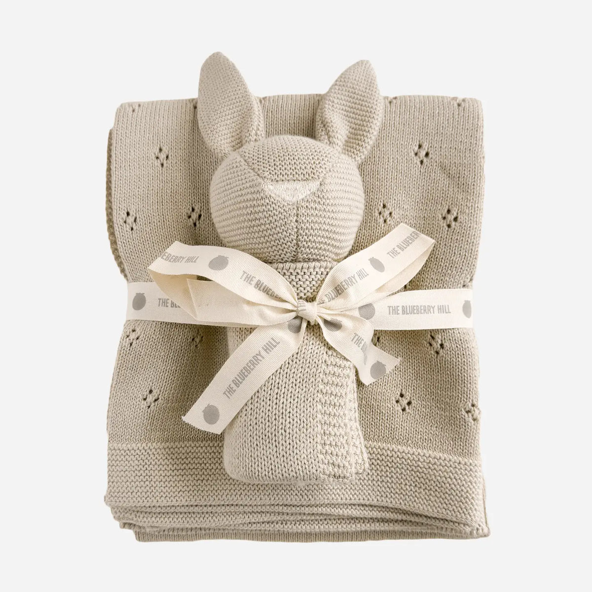 Pique Blanket & Bunny Lovey Gift Set - Latte