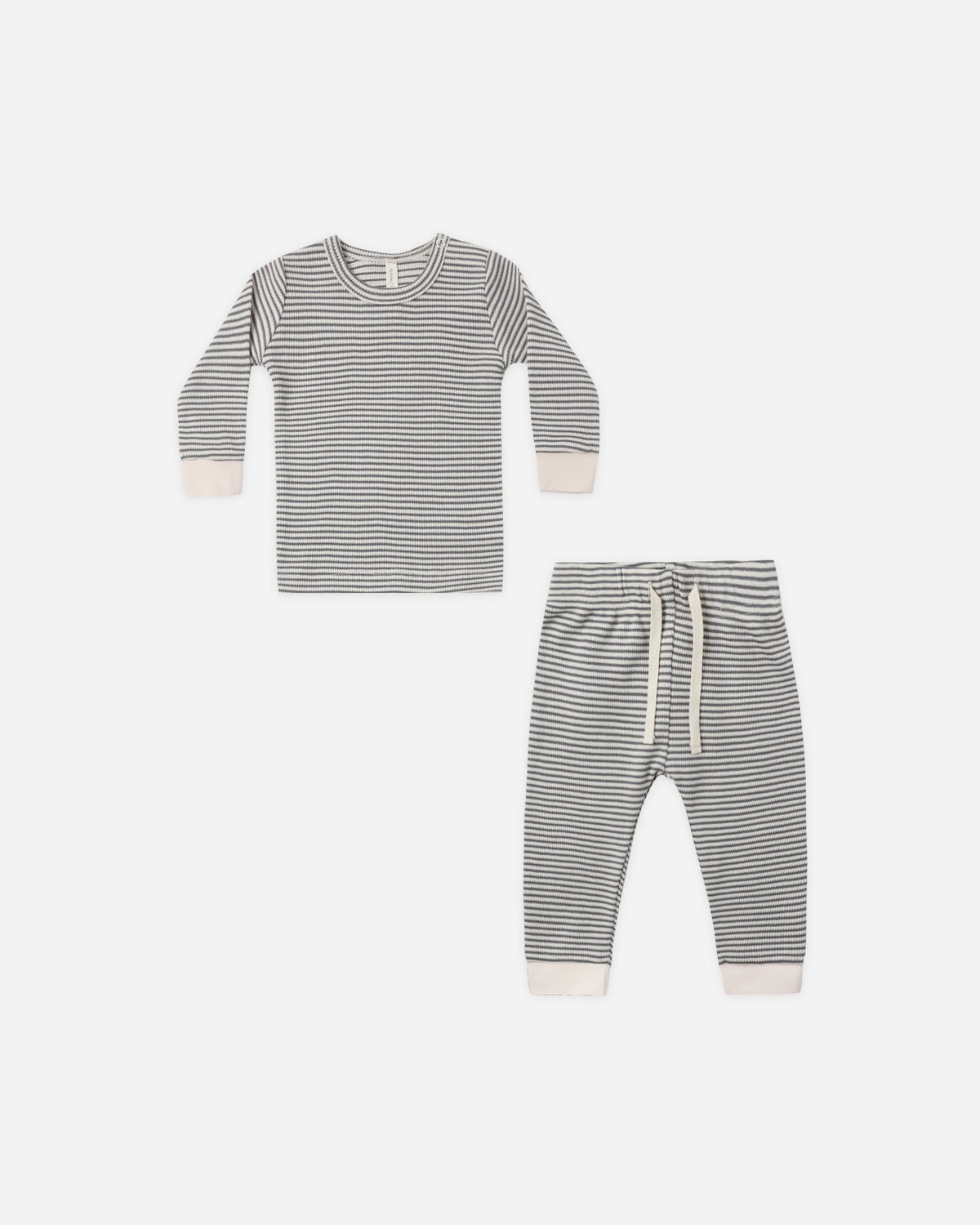 Waffle Top + Pant Set - Midnight Microstripe