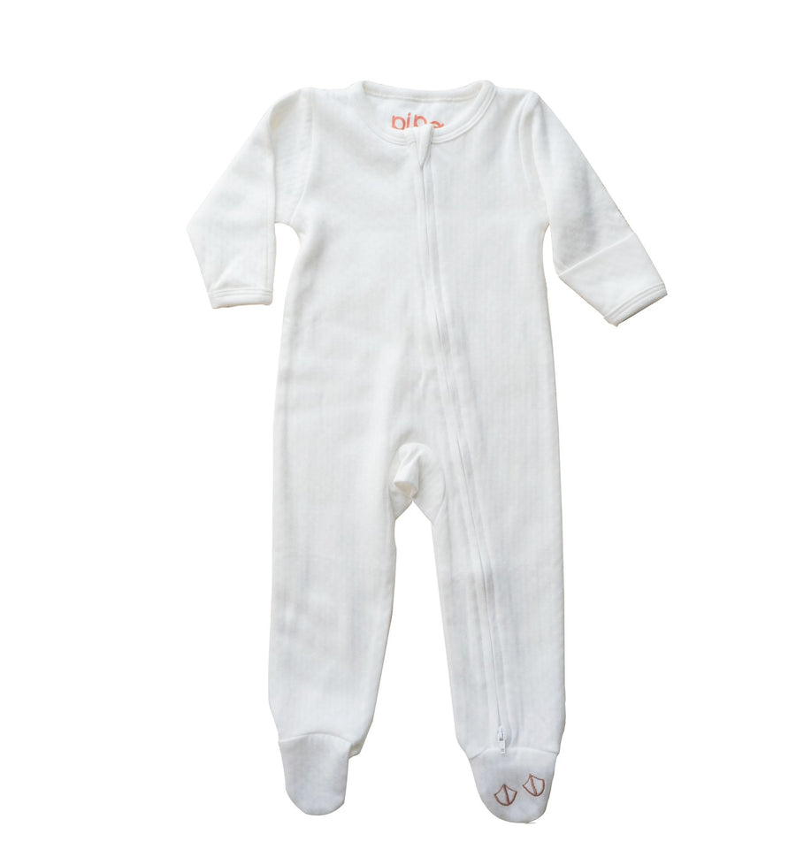 Pipo Zipper Sleeper - White Jacquard