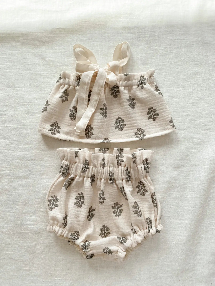 Floral Muslin Top and Bloomers Set