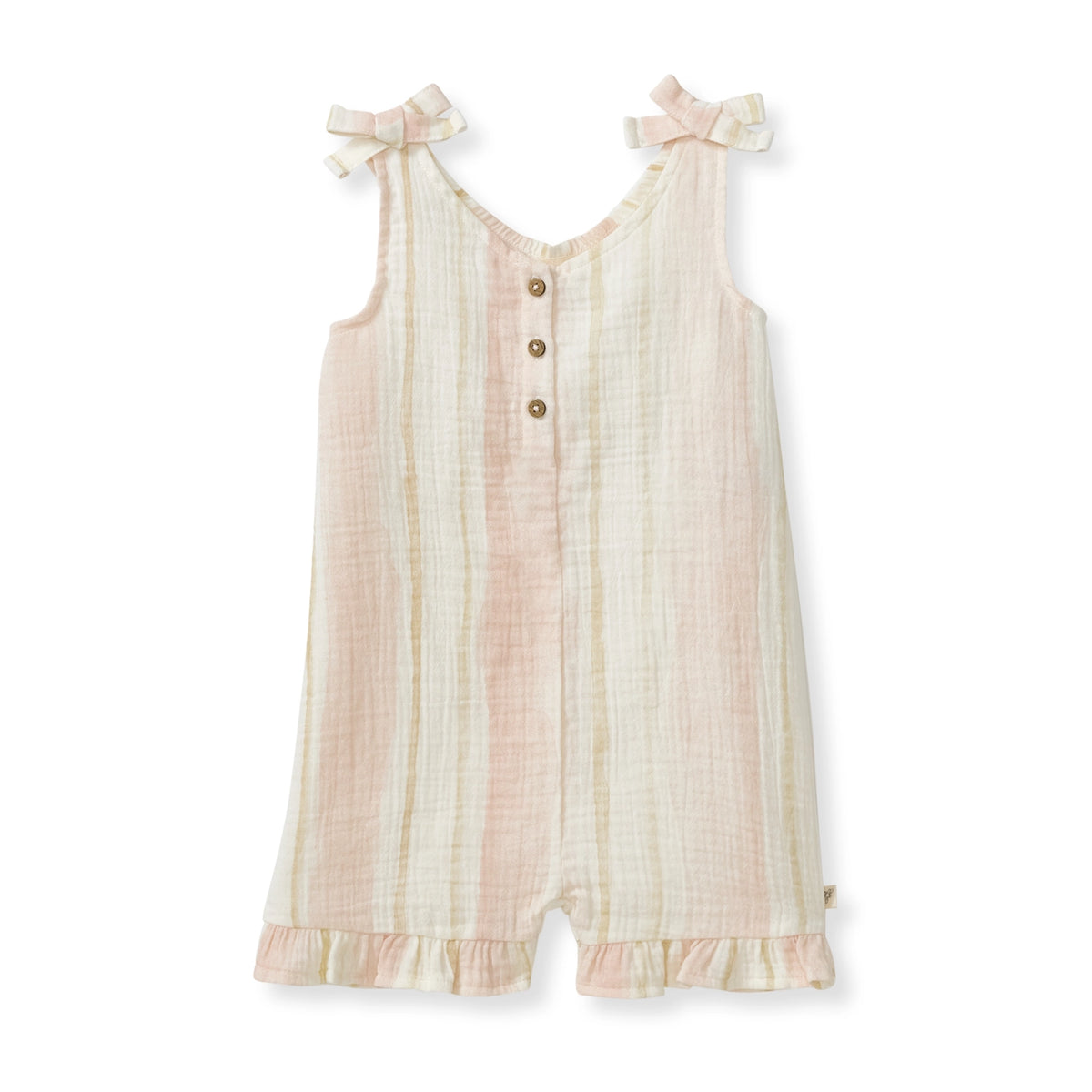 Pacific Stripe Romper - Beige/Pink