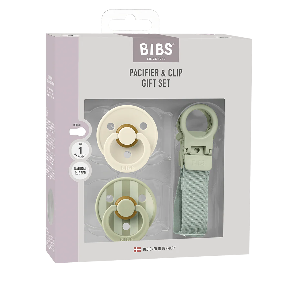 Colour Pacifier & Loop Clip Gift Set - Sage
