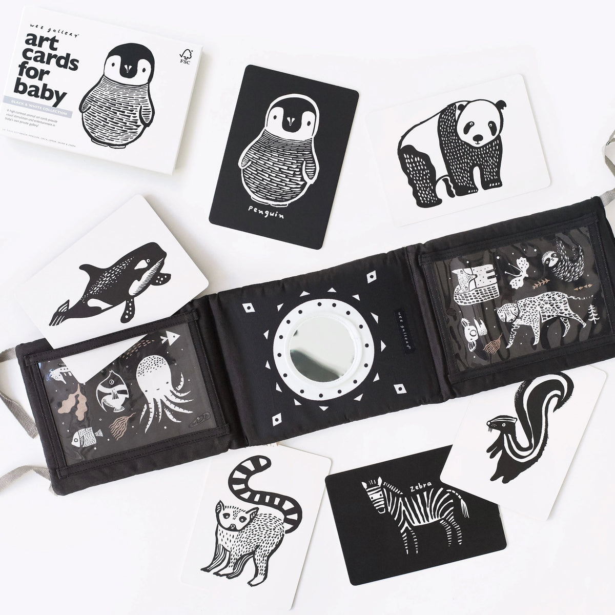 Baby Tummy Time Gallery Gift Set with Contrast Flash Cards