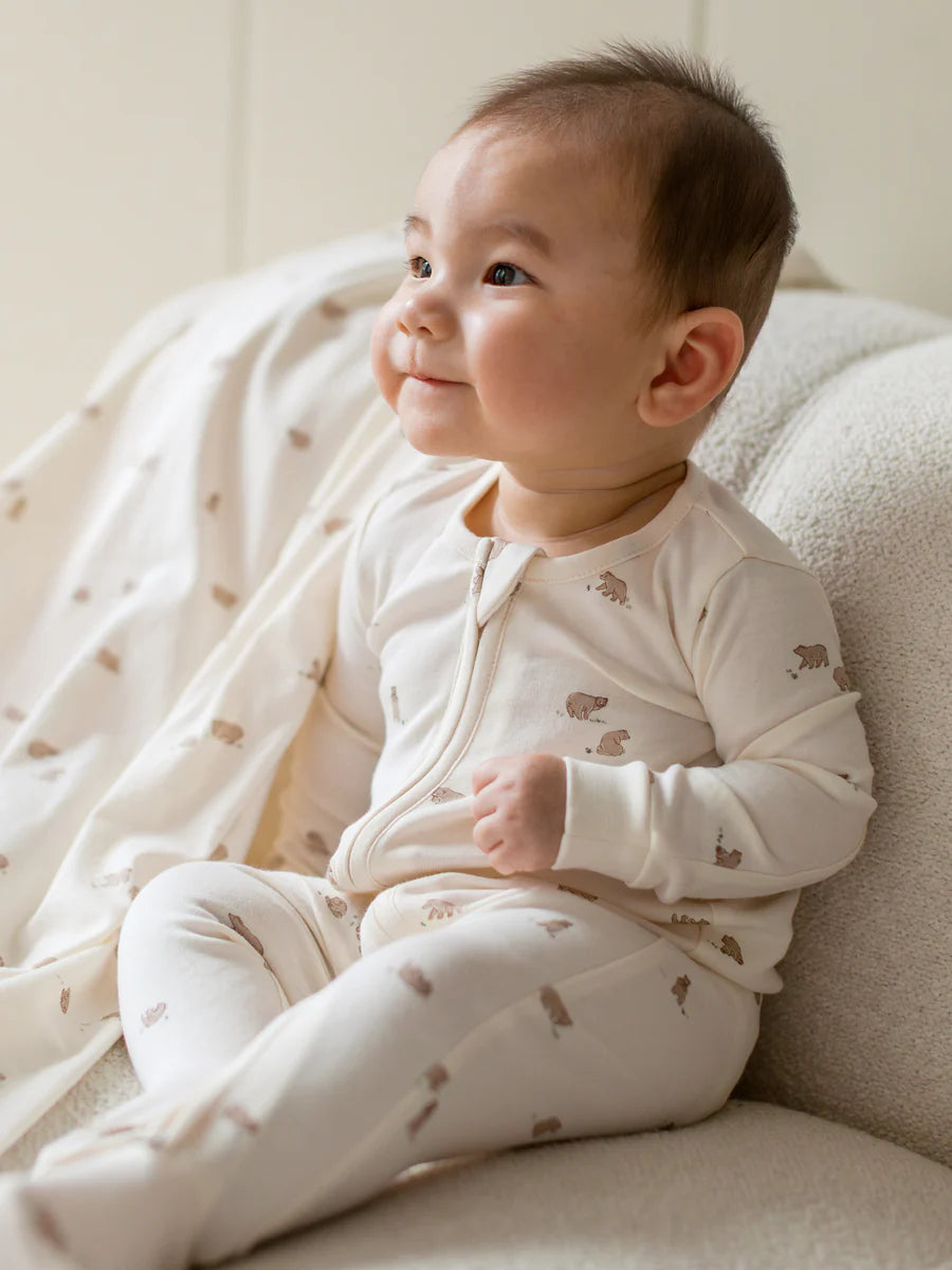 Peyton Zipper Sleeper - Bear / Truffle + Thyme