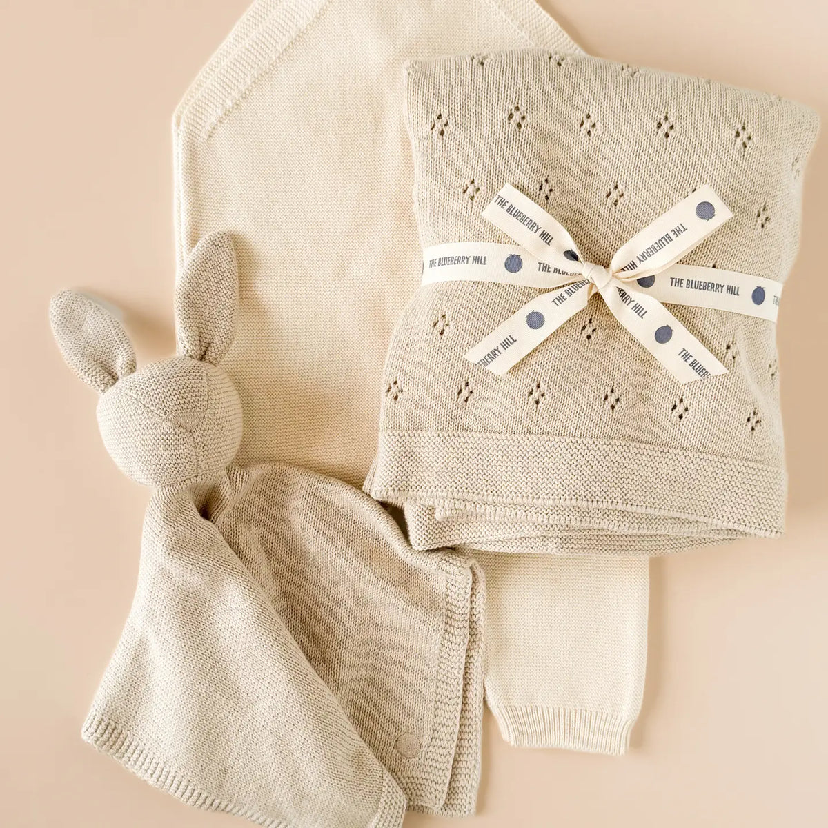 Pique Blanket & Bunny Lovey Gift Set - Latte