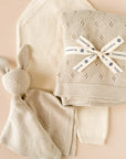 Pique Blanket & Bunny Lovey Gift Set - Latte