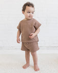 Odell Waffle Tee And Shorts Set - Mocha