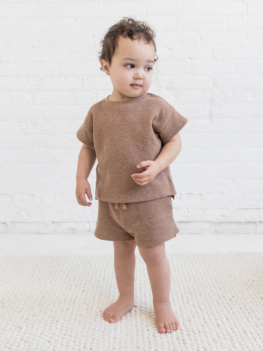 Odell Waffle Tee And Shorts Set - Mocha