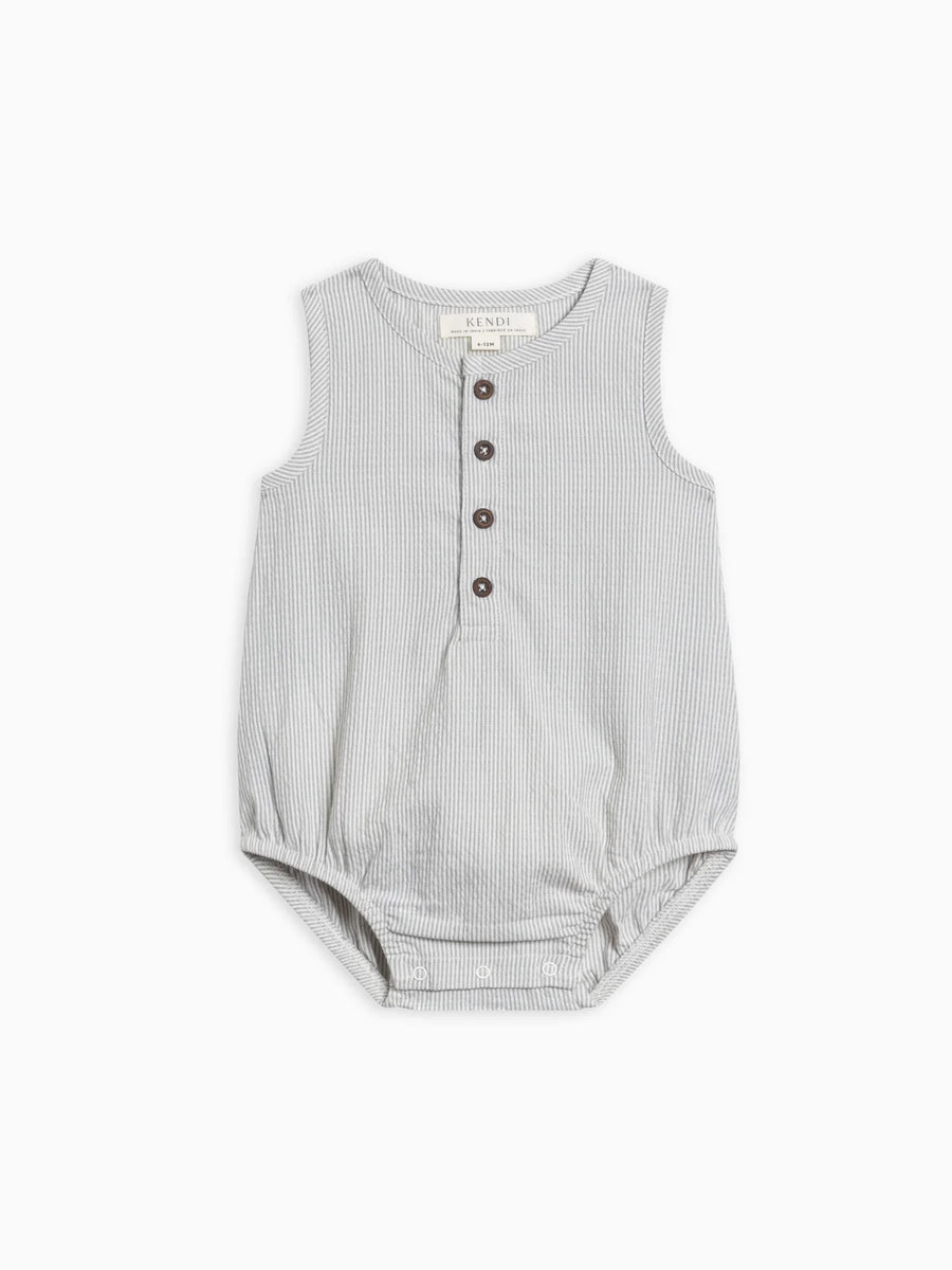 Wren Seersucker Bubble Romper - Mist