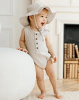 Wren Seersucker Bubble Romper - Truffle