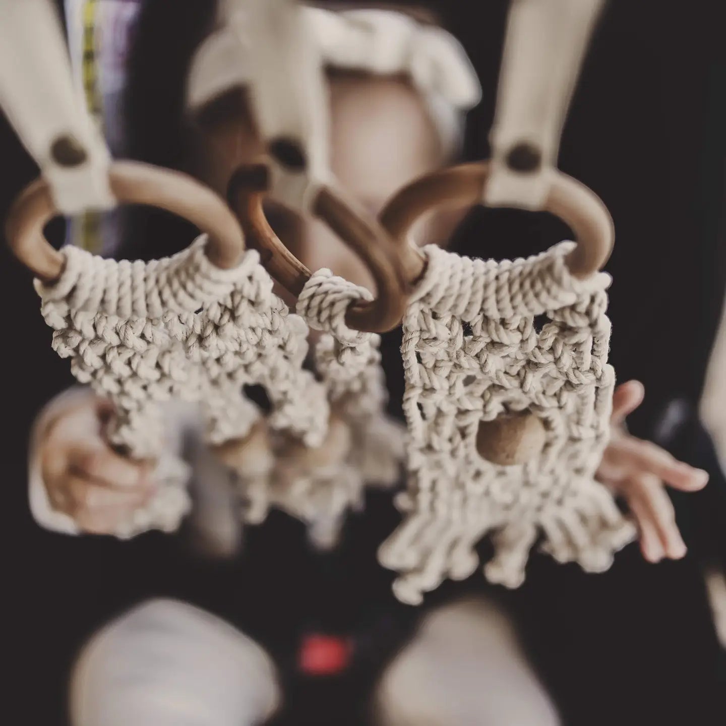 Baby All-in-One Toy | Organic Macrame Mesh & Bead