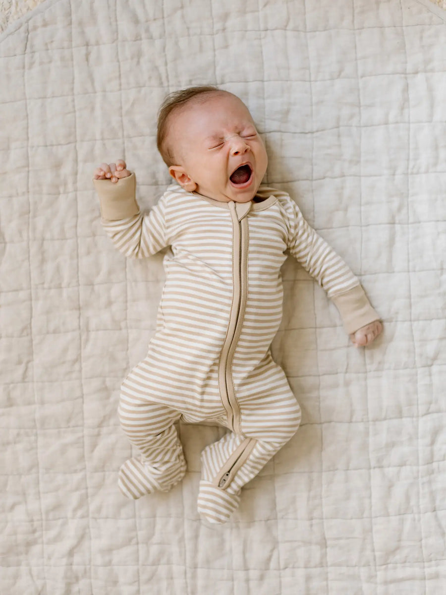 Peyton  Zipper Sleeper -  Clay Stripes