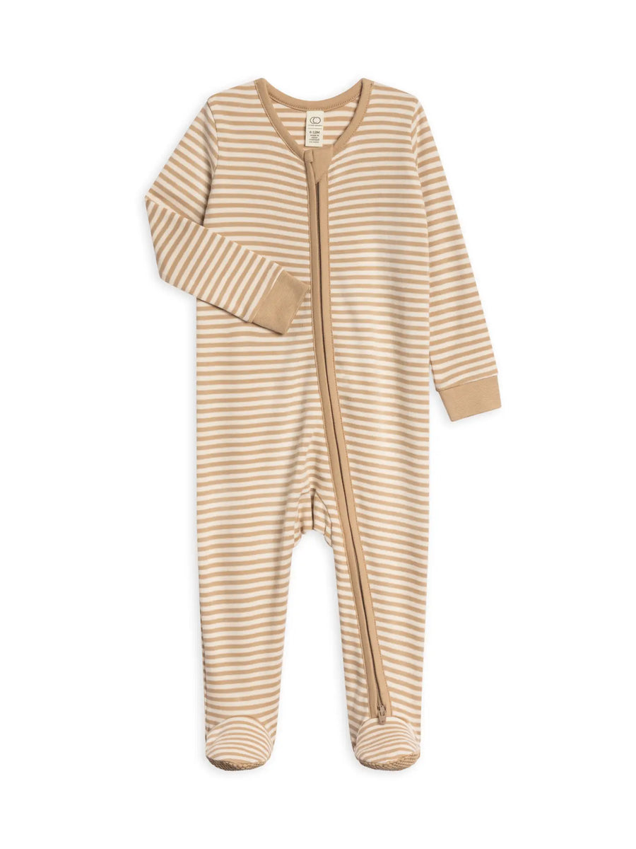 Peyton  Zipper Sleeper -  Clay Stripes